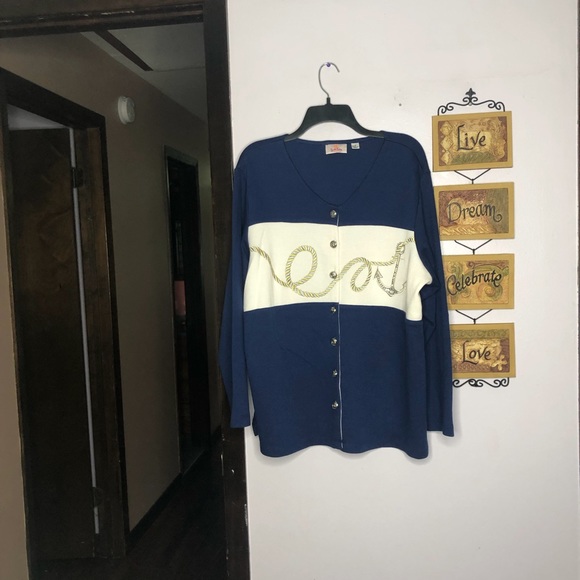 Navy Anchor Cardigan - Picture 1 of 10